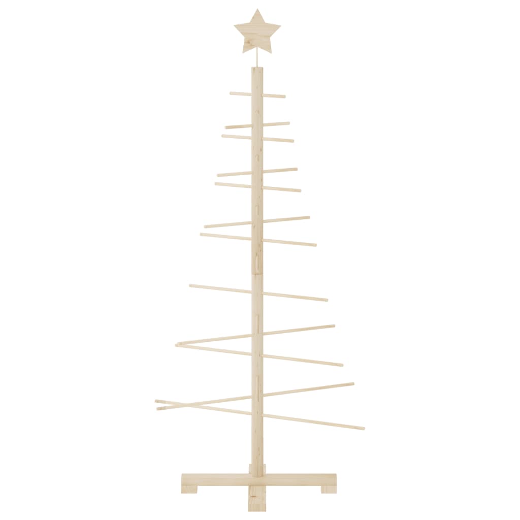 Albero di Natale Decorativo in Legno 125 cm Legno Massello Pino