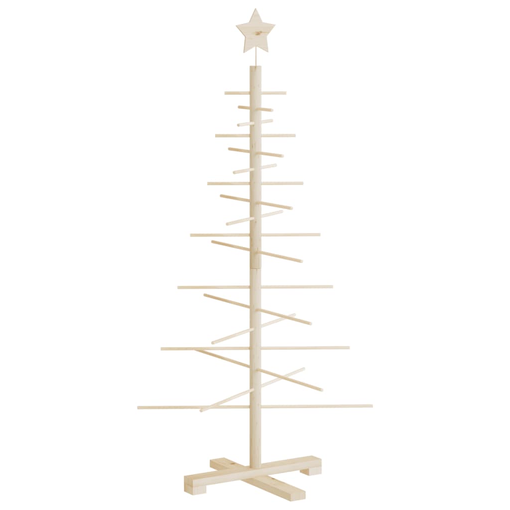Albero di Natale Decorativo in Legno 125 cm Legno Massello Pino
