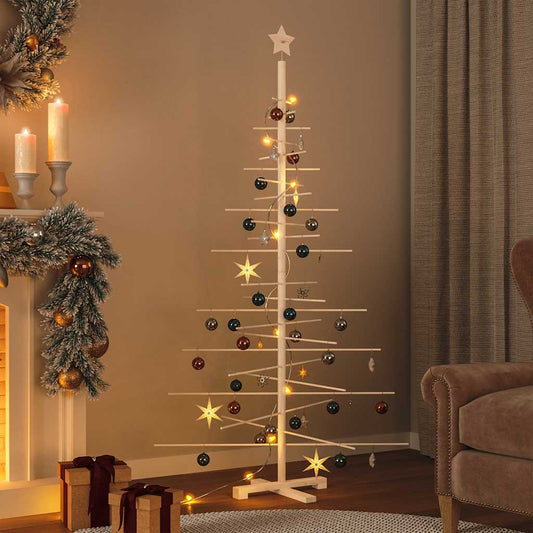 Albero di Natale Decorativo in Legno 180 cm Legno Massello Pino
