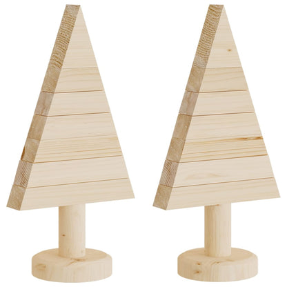 Alberi di Natale Decorativi in Legno 2pz 30cm Massello di Pino - homemem39
