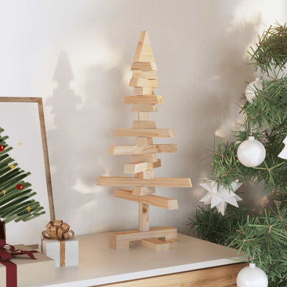 Albero di Natale Decorativo in Legno 60 cm Legno Massello Pino