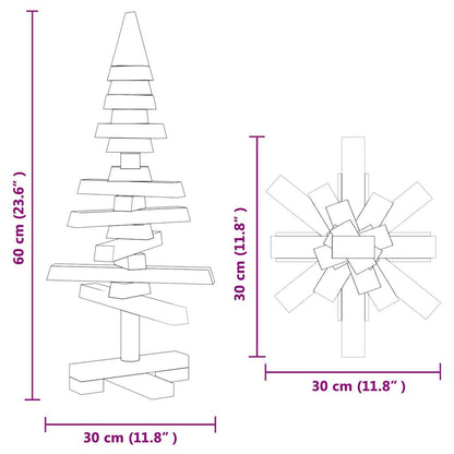 Albero di Natale Decorativo in Legno 60 cm Legno Massello Pino