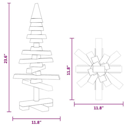 Albero di Natale Decorativo in Legno 60 cm Legno Massello Pino