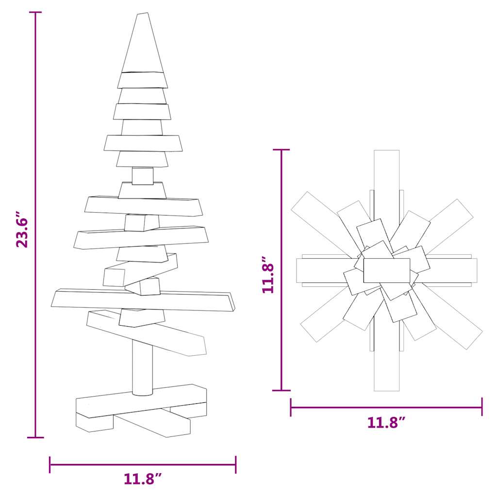 Albero di Natale Decorativo in Legno 60 cm Legno Massello Pino - homemem39