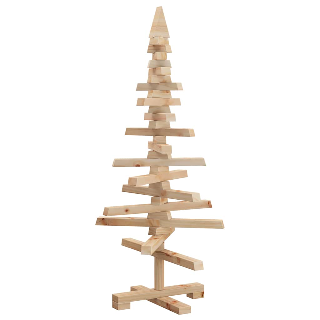 Albero di Natale Decorativo in Legno 90 cm Legno Massello Pino