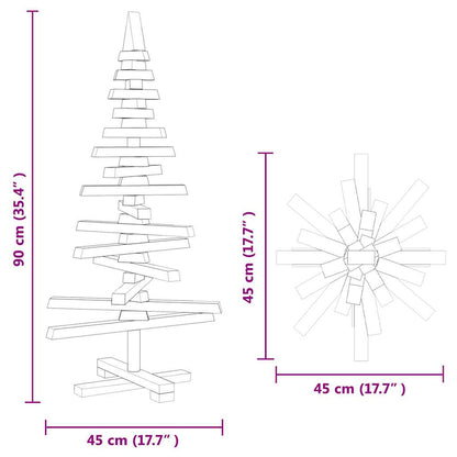Albero di Natale Decorativo in Legno 90 cm Legno Massello Pino