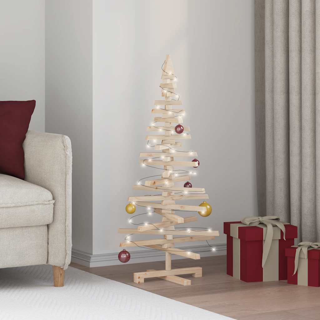 Albero di Natale Decorativo in Legno 120 cm Legno Massello Pino