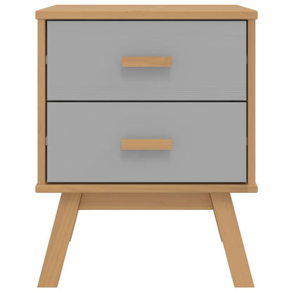 Comodino OLDEN Grigio e Marrone in Legno Massello di Pino - homemem39