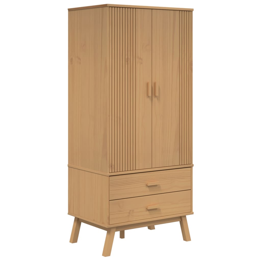 Armadio OLDEN Marrone 76,5x53x172 cm in Legno Massello di Pino - homemem39