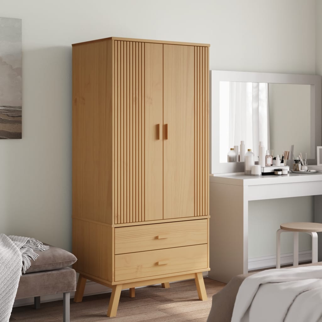 Armadio OLDEN Marrone 76,5x53x172 cm in Legno Massello di Pino - homemem39