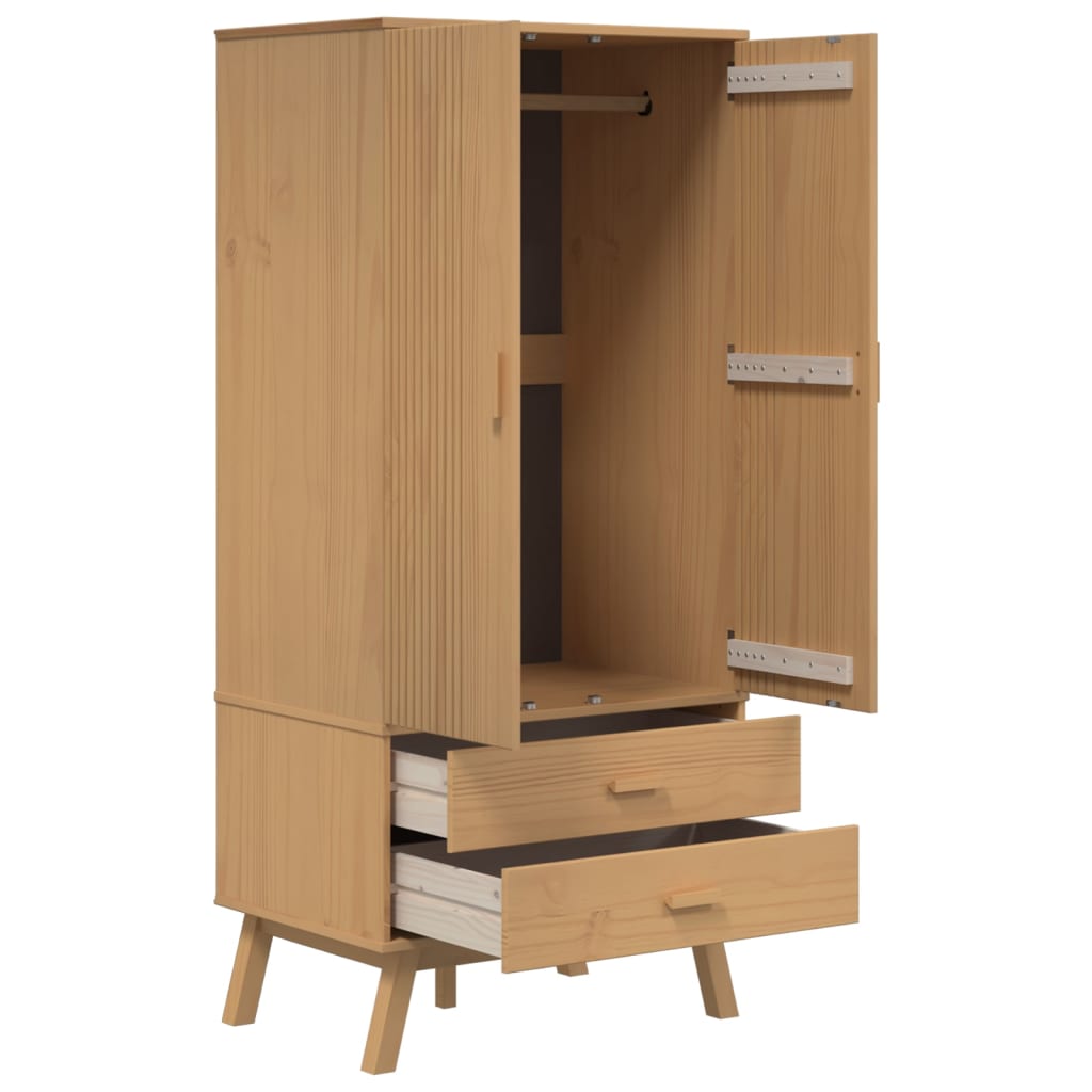 Armadio OLDEN Marrone 76,5x53x172 cm in Legno Massello di Pino - homemem39