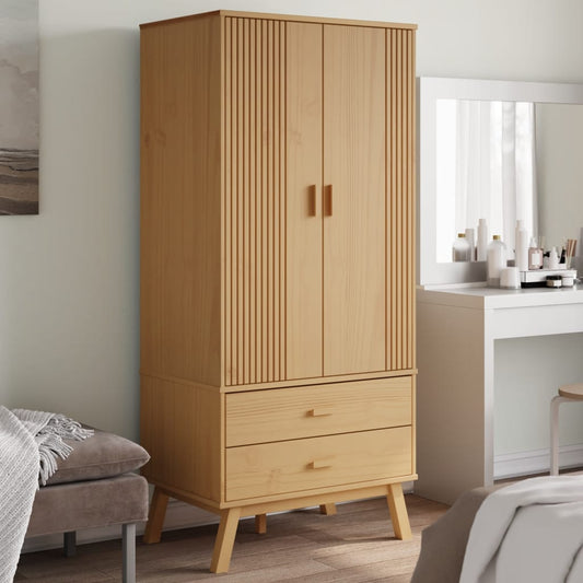 Armadio OLDEN Marrone 76,5x53x172 cm in Legno Massello di Pino - homemem39