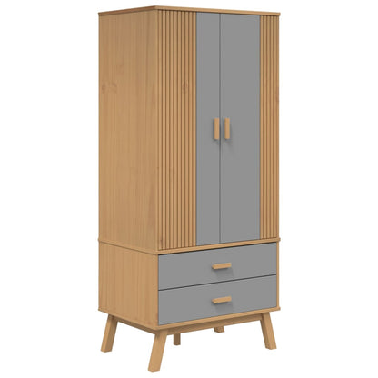 Armadio OLDEN Grigio e Marrone 76,5x53x172 cm Massello di Pino | homemem39