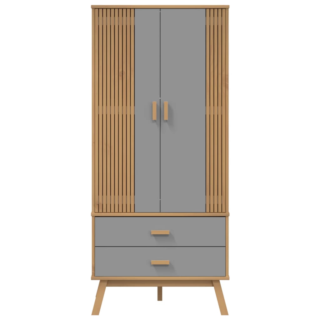 Armadio OLDEN Grigio e Marrone 76,5x53x172 cm Massello di Pino | homemem39