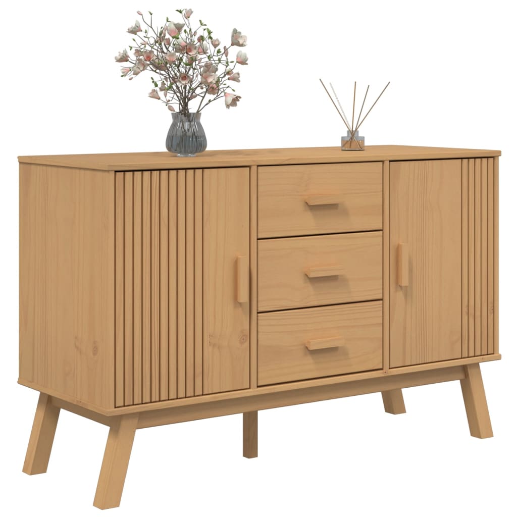 Credenza OLDEN Marrone 114x43x73,5 cm in Legno Massello di Pino - homemem39