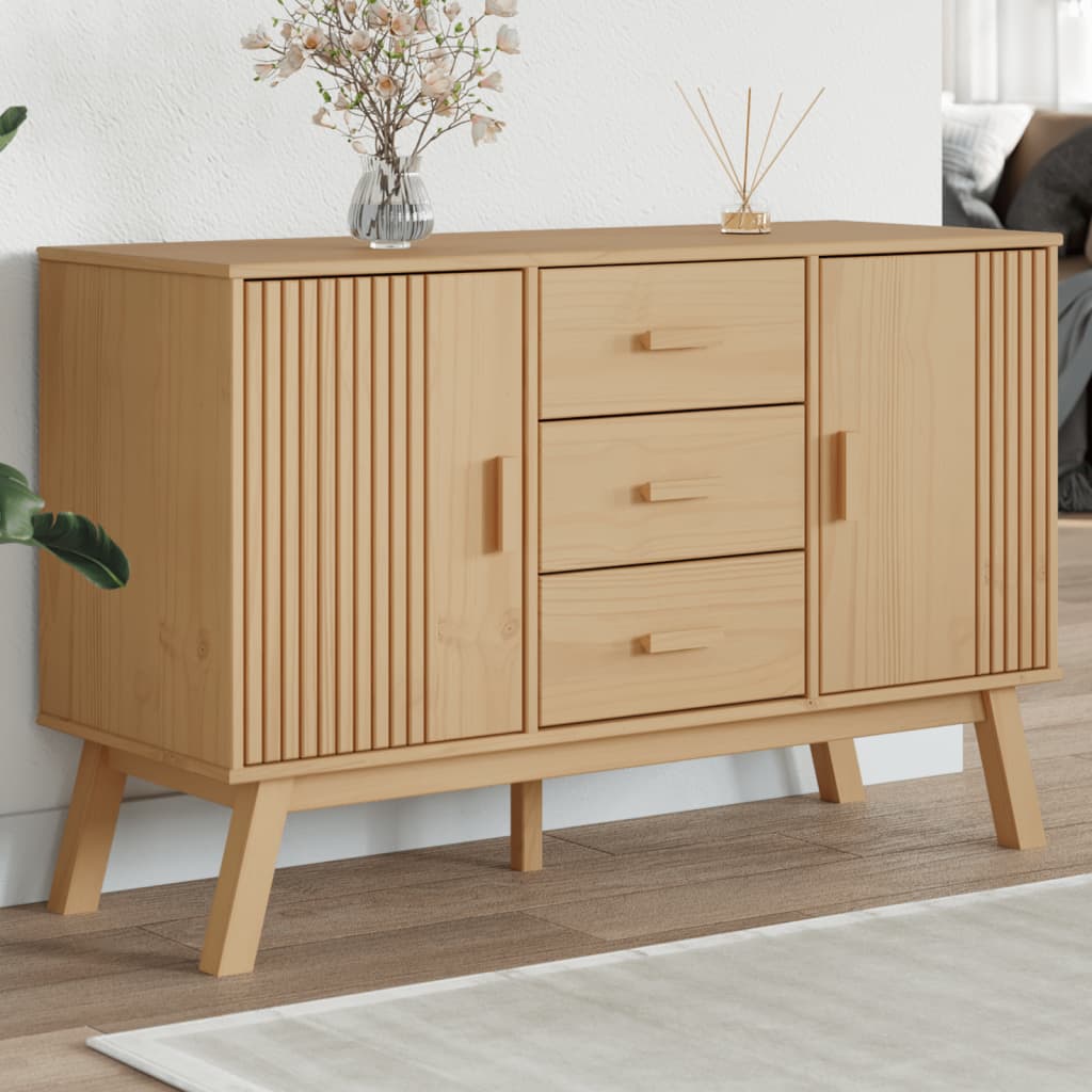 Credenza OLDEN Marrone 114x43x73,5 cm in Legno Massello di Pino - homemem39