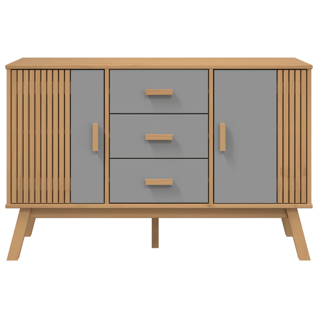 Credenza OLDEN Grigia e Marrone 114x43x73,5 cm Massello di Pino - homemem39