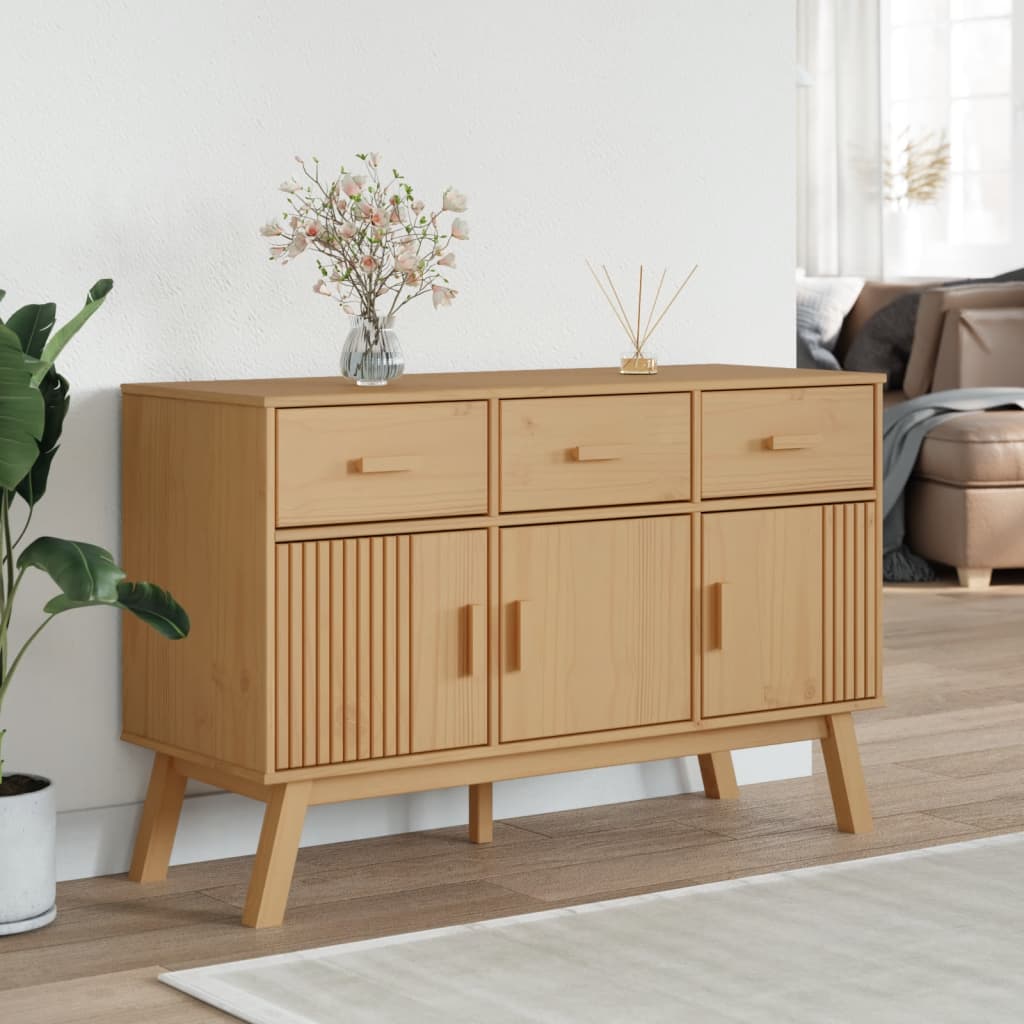 Credenza OLDEN Marrone 114x43x73,5 cm in Legno Massello di Pino - homemem39