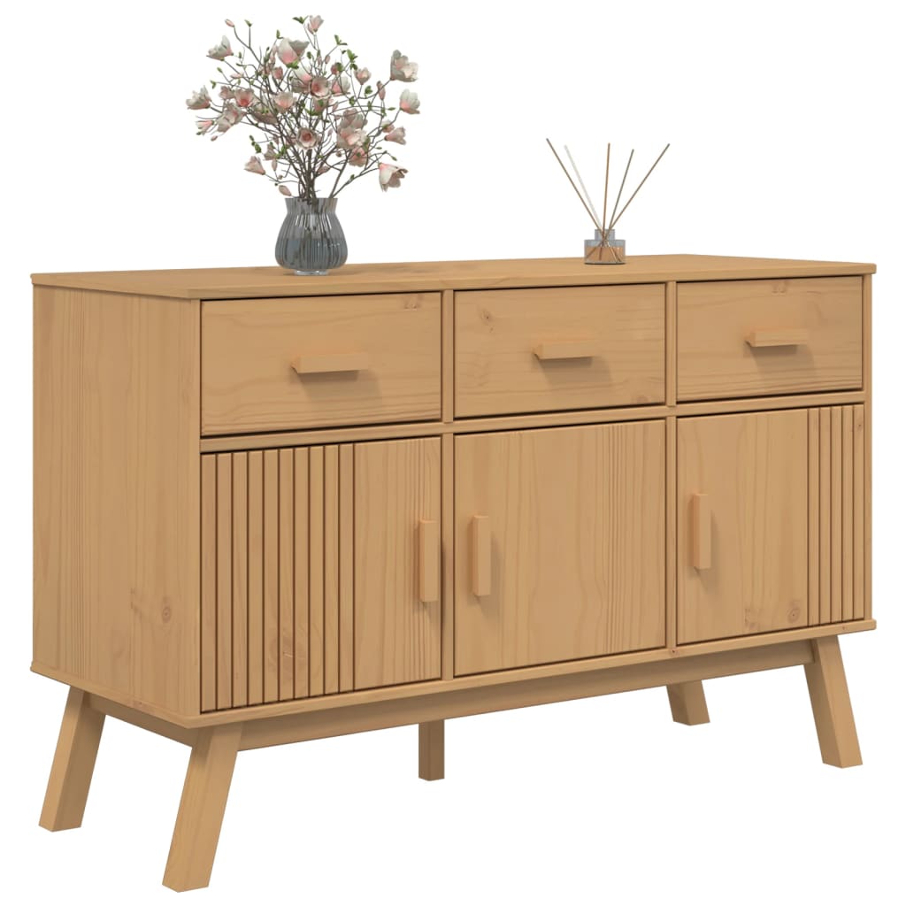 Credenza OLDEN Marrone 114x43x73,5 cm in Legno Massello di Pino - homemem39