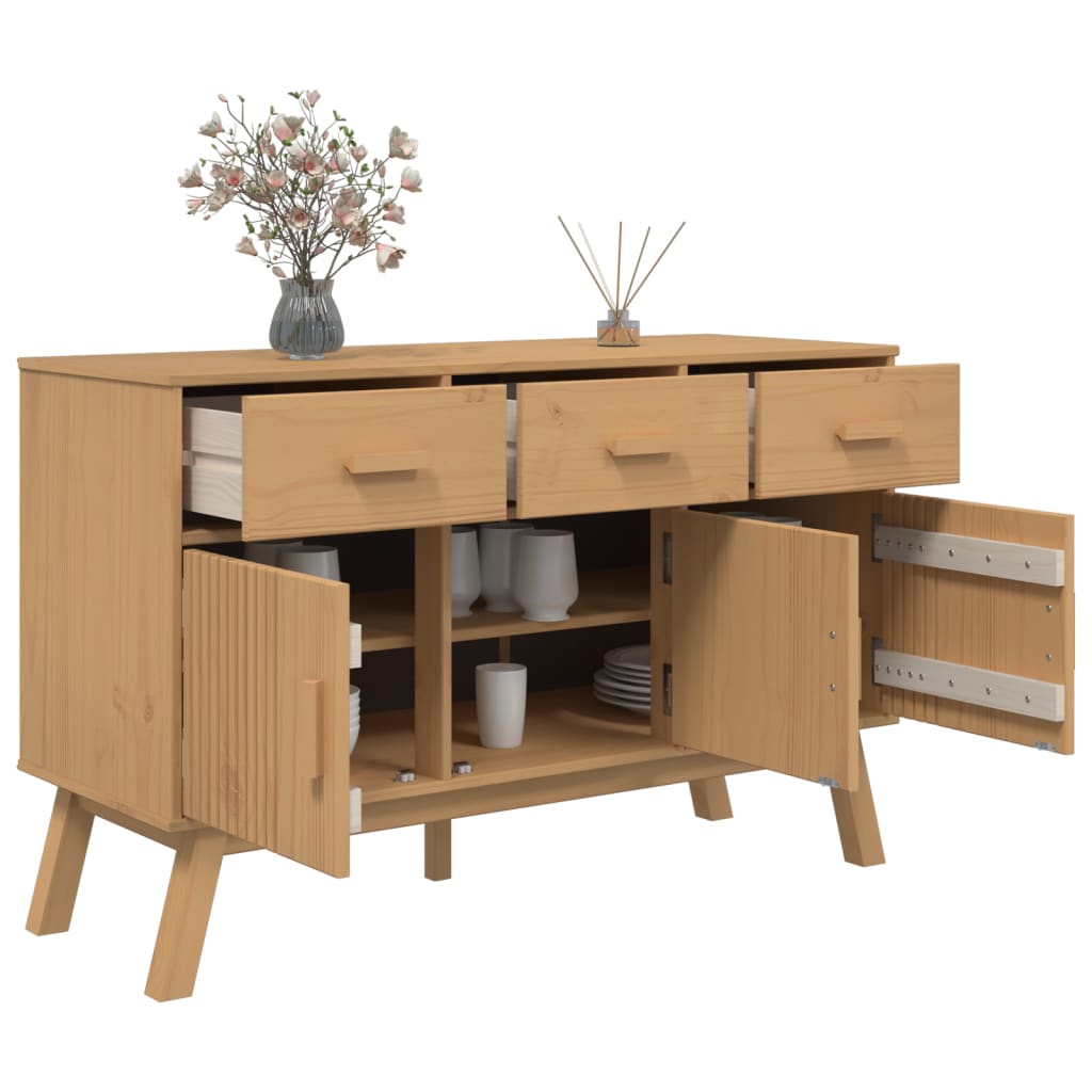 Credenza OLDEN Marrone 114x43x73,5 cm in Legno Massello di Pino - homemem39