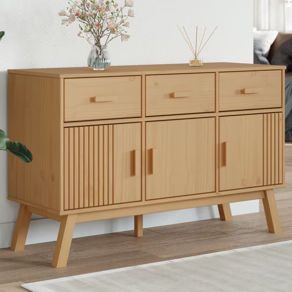 Credenza OLDEN Marrone 114x43x73,5 cm in Legno Massello di Pino - homemem39