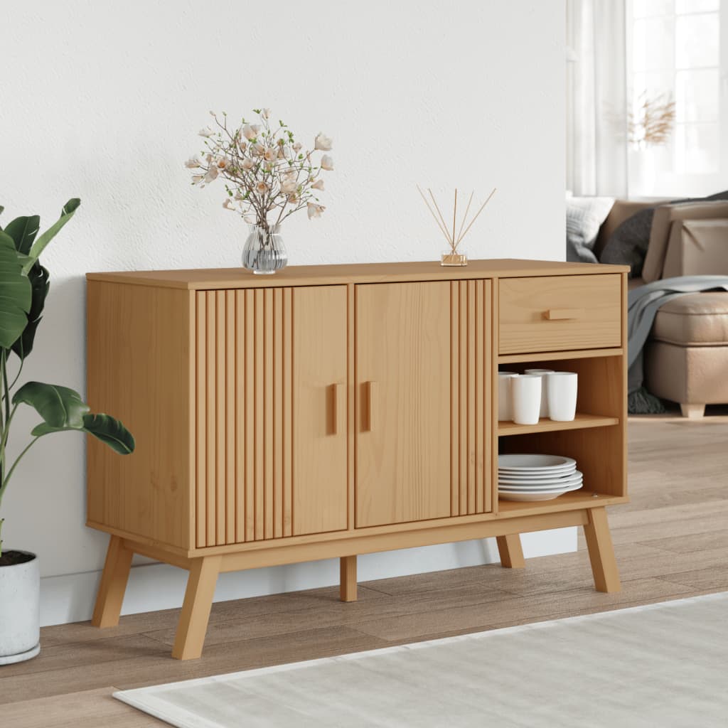 Credenza OLDEN Marrone 114x43x73,5 cm in Legno Massello di Pino - homemem39