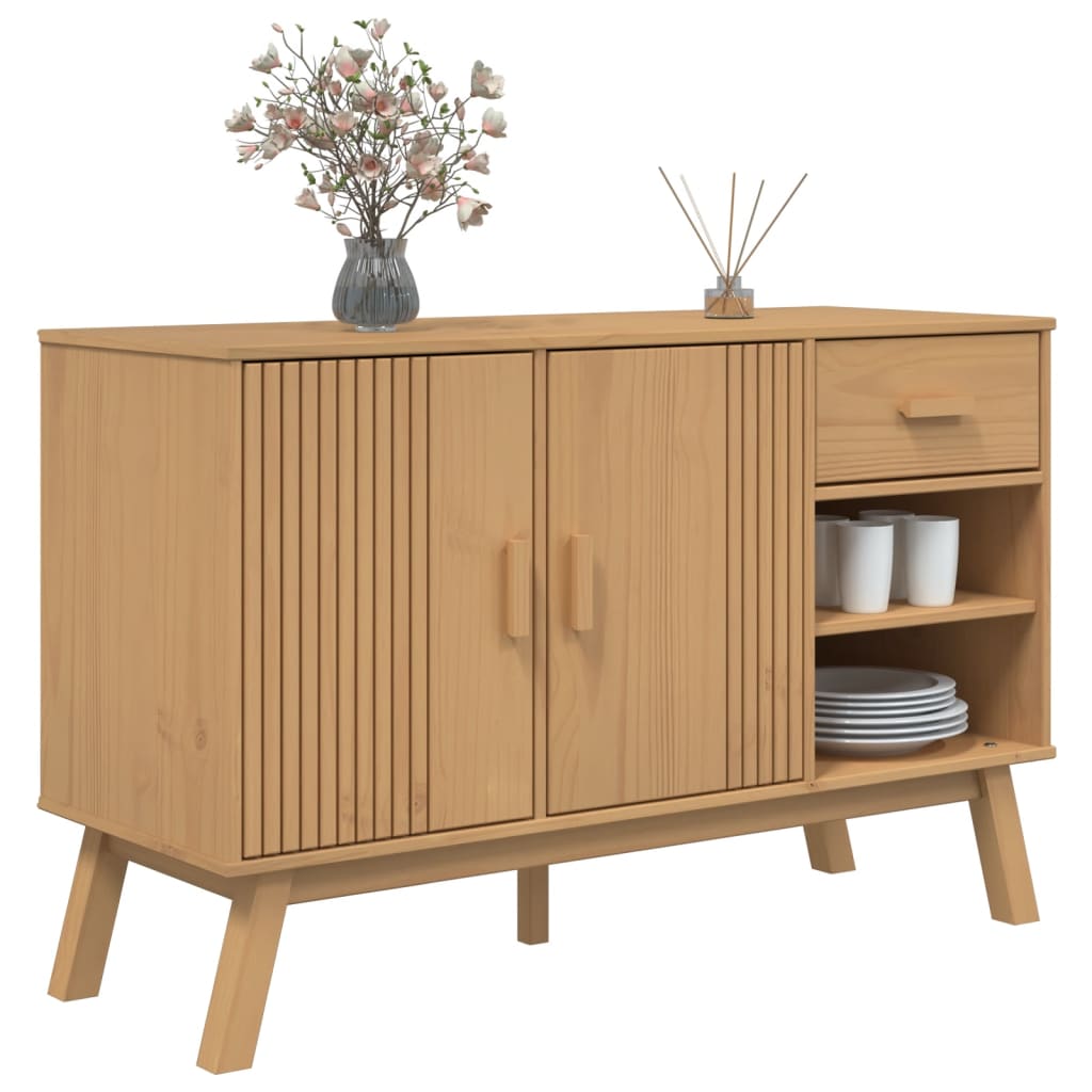 Credenza OLDEN Marrone 114x43x73,5 cm in Legno Massello di Pino - homemem39