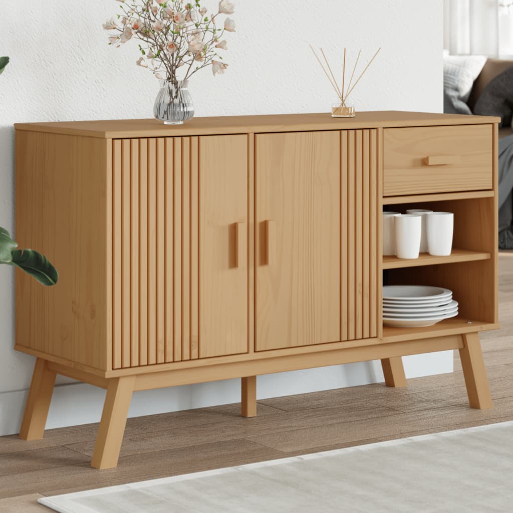 Credenza OLDEN Marrone 114x43x73,5 cm in Legno Massello di Pino - homemem39
