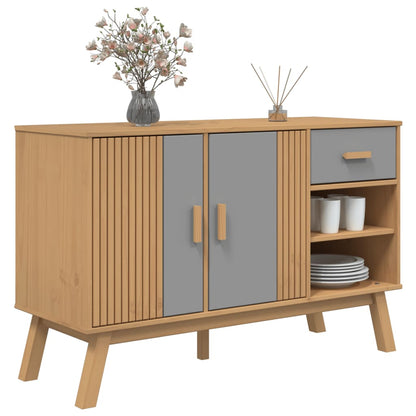 Credenza OLDEN Grigia e Marrone 114x43x73,5 cm Massello di Pino - homemem39