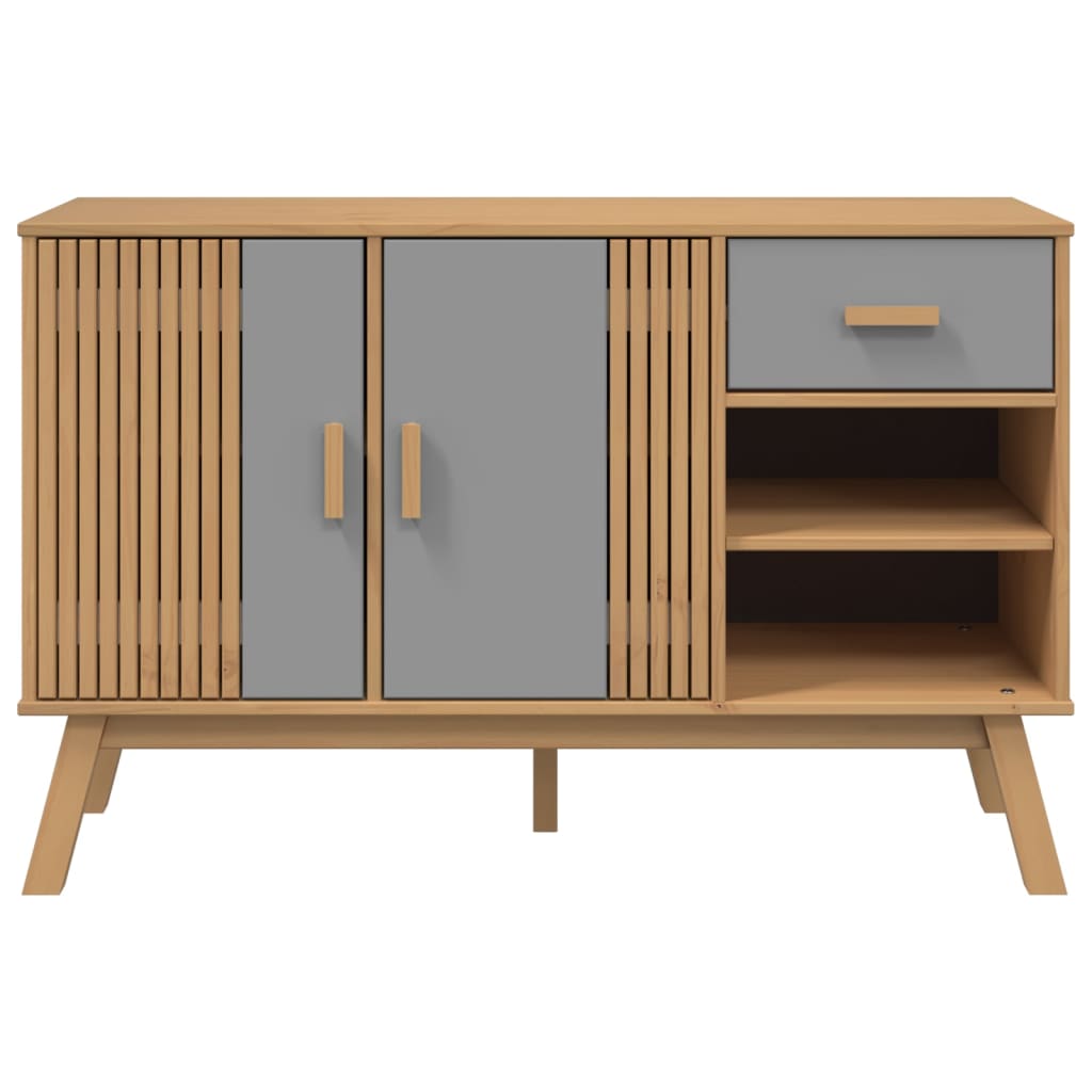 Credenza OLDEN Grigia e Marrone 114x43x73,5 cm Massello di Pino - homemem39
