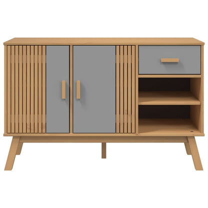 Credenza OLDEN Grigia e Marrone 114x43x73,5 cm Massello di Pino - homemem39