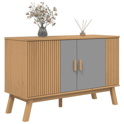 Credenza OLDEN Grigia e Marrone 114x43x73,5 cm Massello di Pino - homemem39