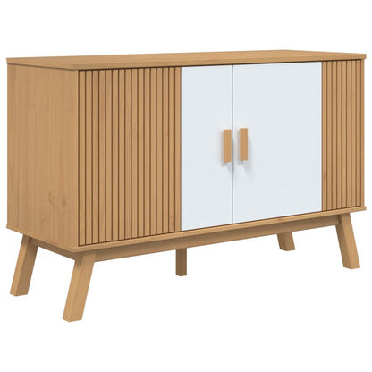 Credenza OLDEN Bianca e Marrone 114x43x73,5 cm Massello di Pino