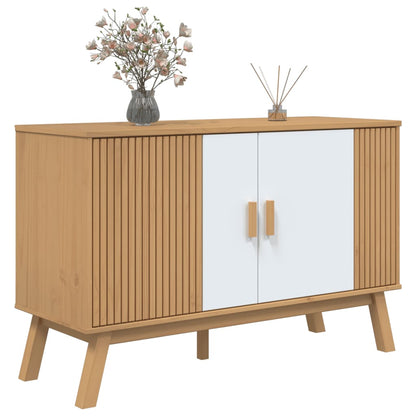 Credenza OLDEN Bianca e Marrone 114x43x73,5 cm Massello di Pino