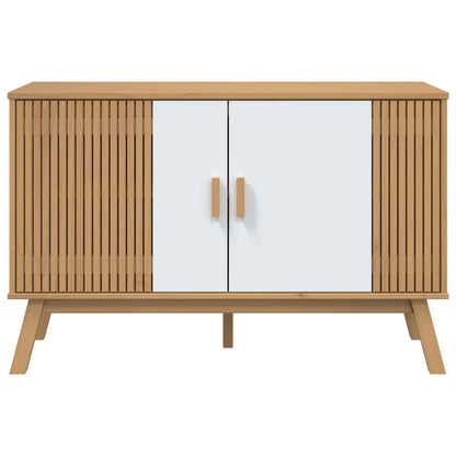 Credenza OLDEN Bianca e Marrone 114x43x73,5 cm Massello di Pino - homemem39