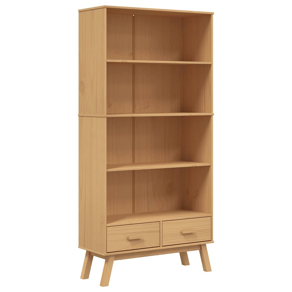 Libreria 4 Ripiani OLDEN Marrone in Legno Massello di Pino | homemem39