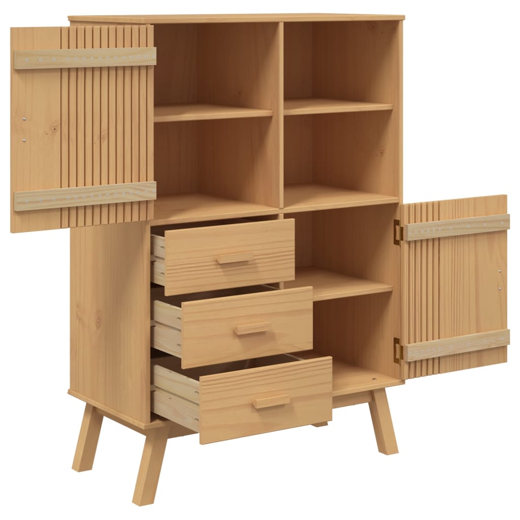 Credenza OLDEN Marrone 85x43x125 cm in Legno Massello di Pino - homemem39