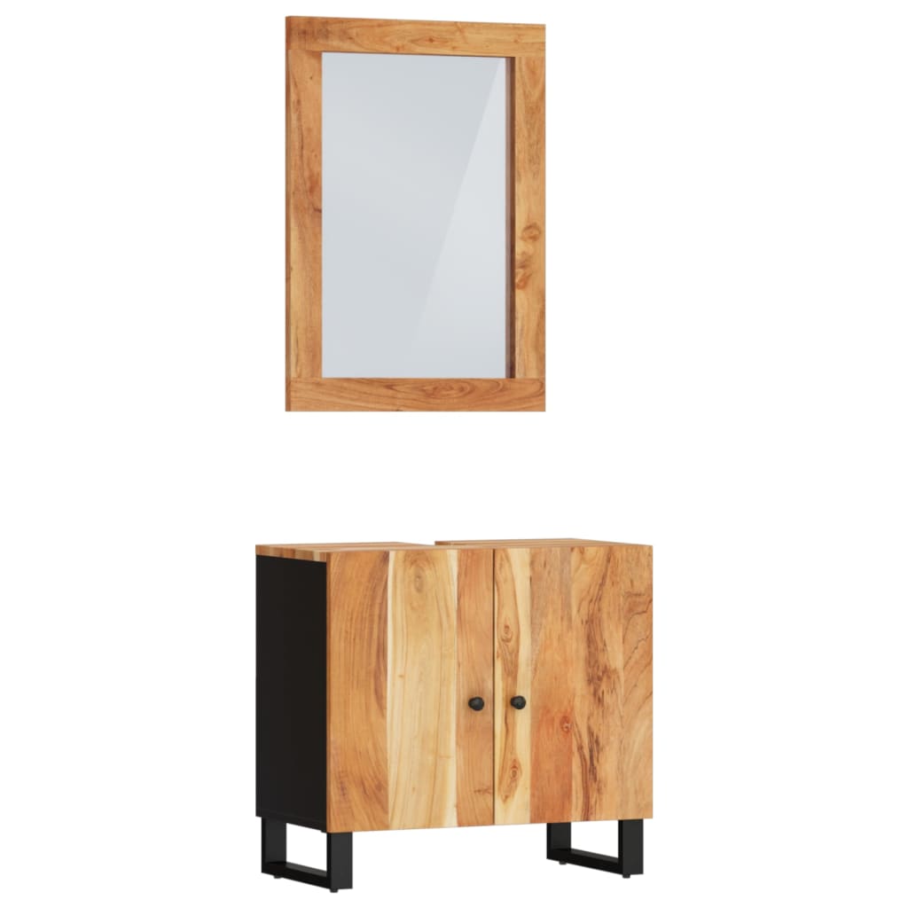 Set Mobili da Bagno 2pz in Legno Massello di Acacia | homemem39