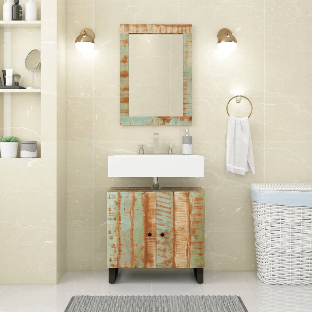 Set Mobili da Bagno 2 pz in Legno Massello di Recupero | homemem39