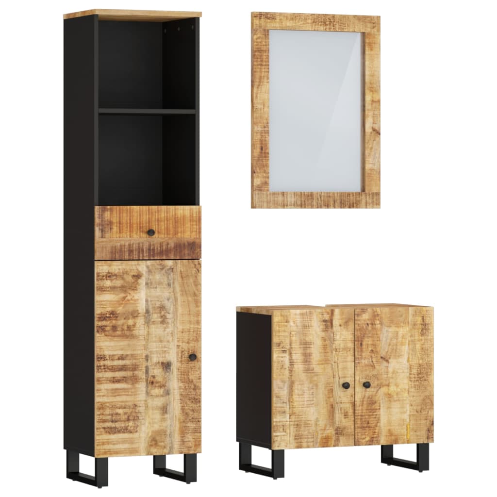 Set Mobili da Bagno 3pz in Legno Massello di Mango | homemem39