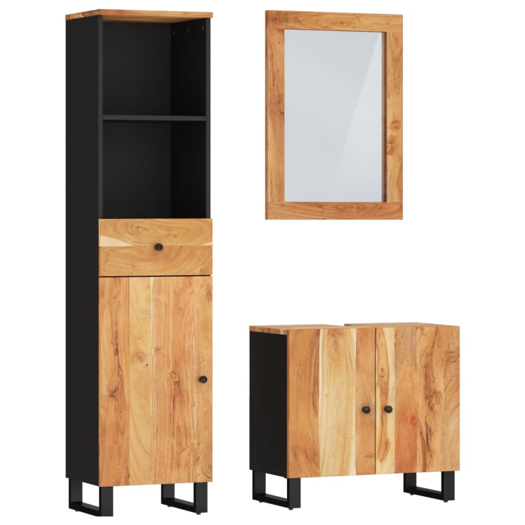 Set Mobili da Bagno 3pz in Legno Massello di Acacia | homemem39