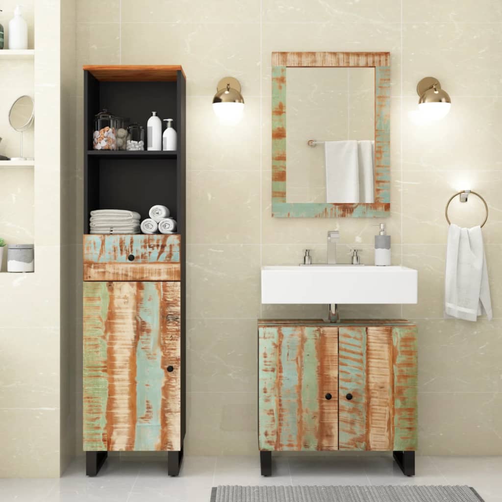 Set Mobili da Bagno 3 pz in Legno Massello di Recupero | homemem39