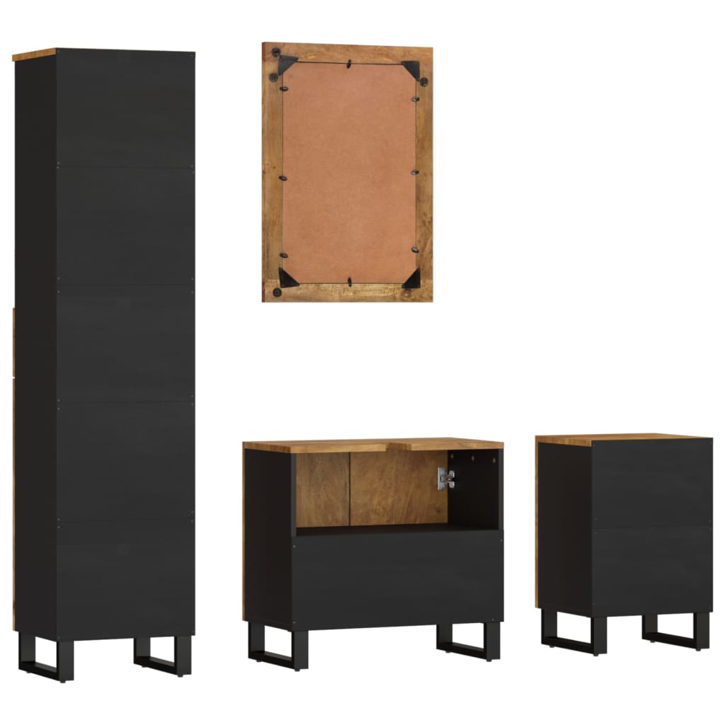 Set Mobili da Bagno 4 pz in Legno Massello di Mango | homemem39