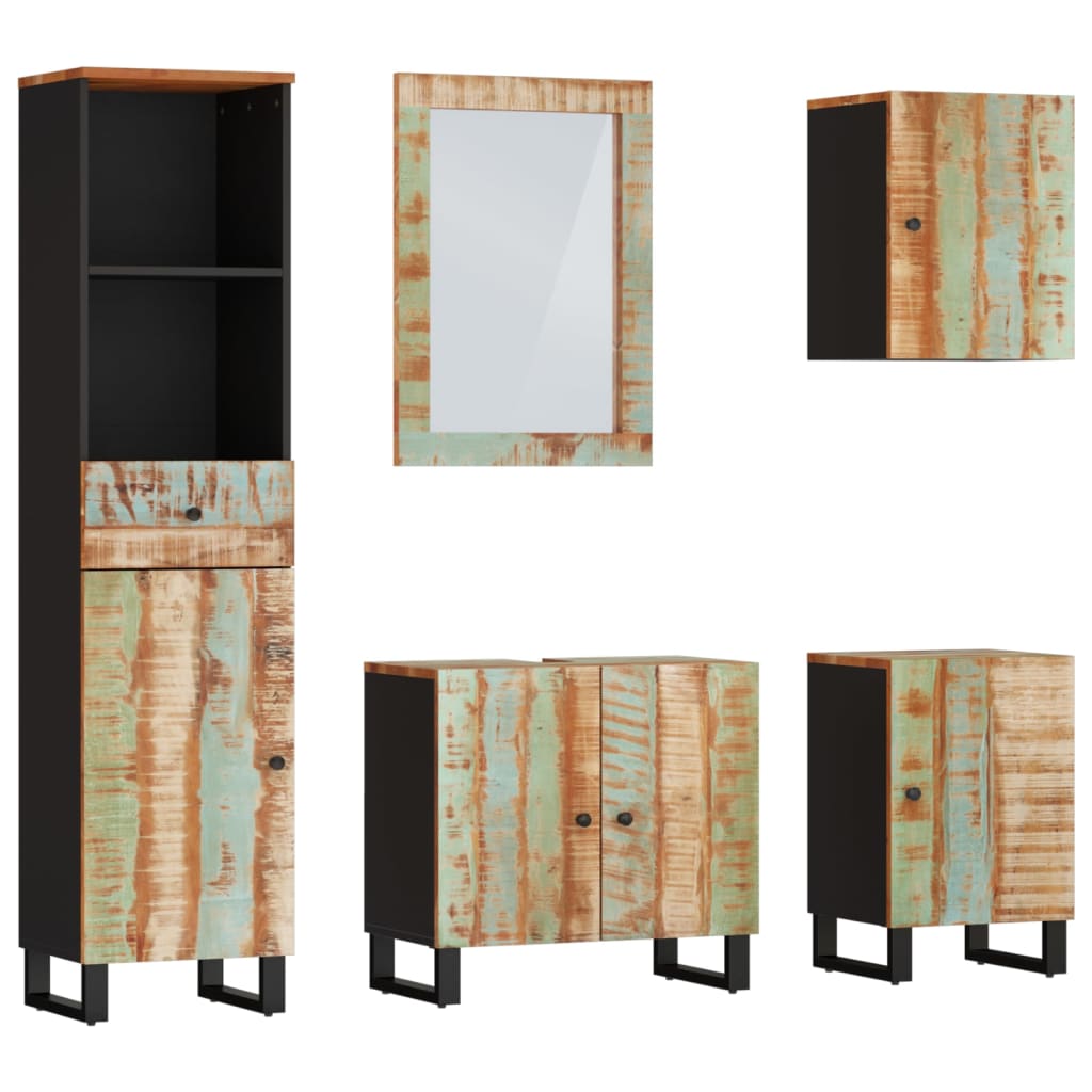 Set Mobili da Bagno 5 pz in Legno Massello di Recupero | homemem39