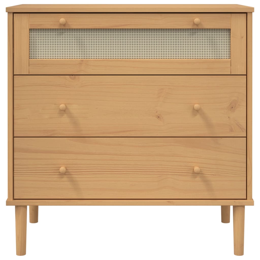 Cassettiera SENJA Aspetto Rattan Marrone 80x40x80 cm Legno Pino - homemem39