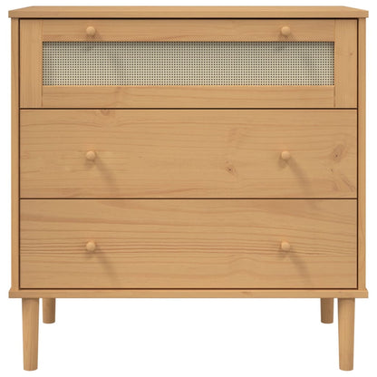 Cassettiera SENJA Aspetto Rattan Marrone 80x40x80 cm Legno Pino - homemem39