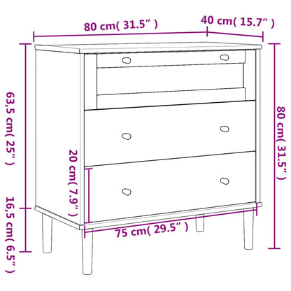 Cassettiera SENJA Aspetto Rattan Marrone 80x40x80 cm Legno Pino - homemem39