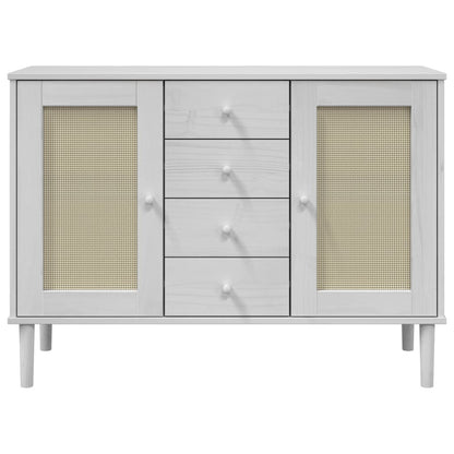 Credenza SENJA Aspetto Rattan Bianco 112x40x80 cm Massello Pino - homemem39