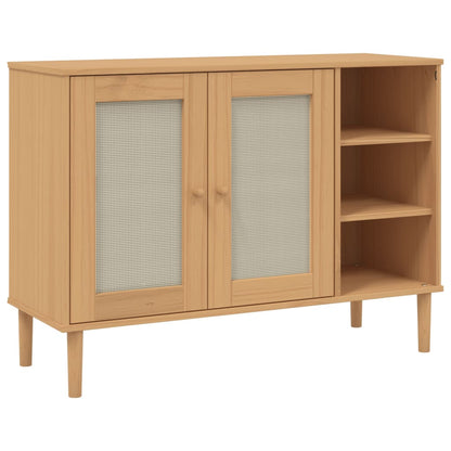 Credenza SENJA Aspetto Rattan 112x40x80 cm Legno Massello Pino - homemem39