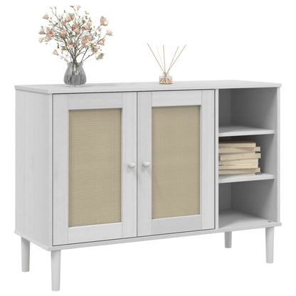 Credenza SENJA Aspetto Rattan Bianco 112x40x80 cm Massello Pino - homemem39